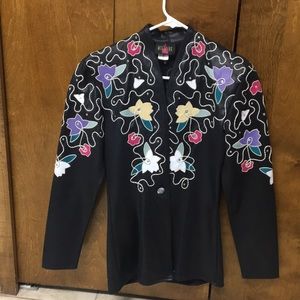 Beautiful black sliver jacket with flowers!